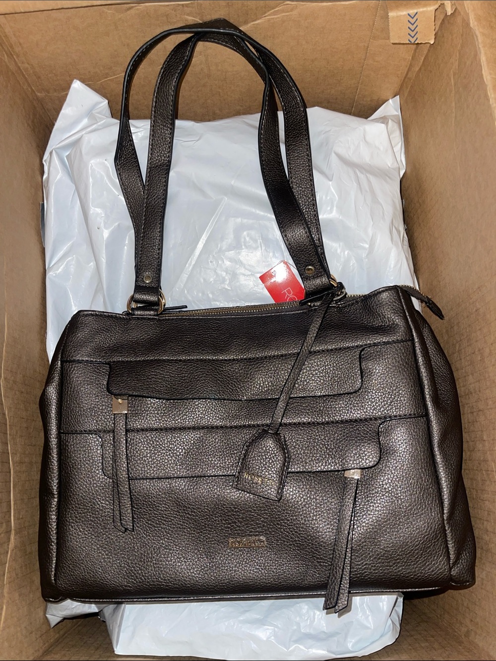 Rosetti Black Structured Shoulder Bag with Tassel Detail - Picture 2 of 4